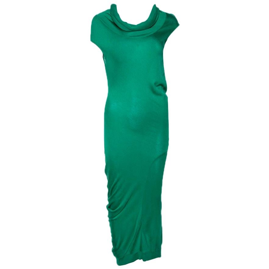 Alexander McQueen Green Knit Turtle Neck Fitted Dress L