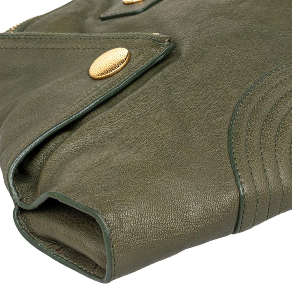 Gray Alexander McQueen Green Leather De Manta Clutch