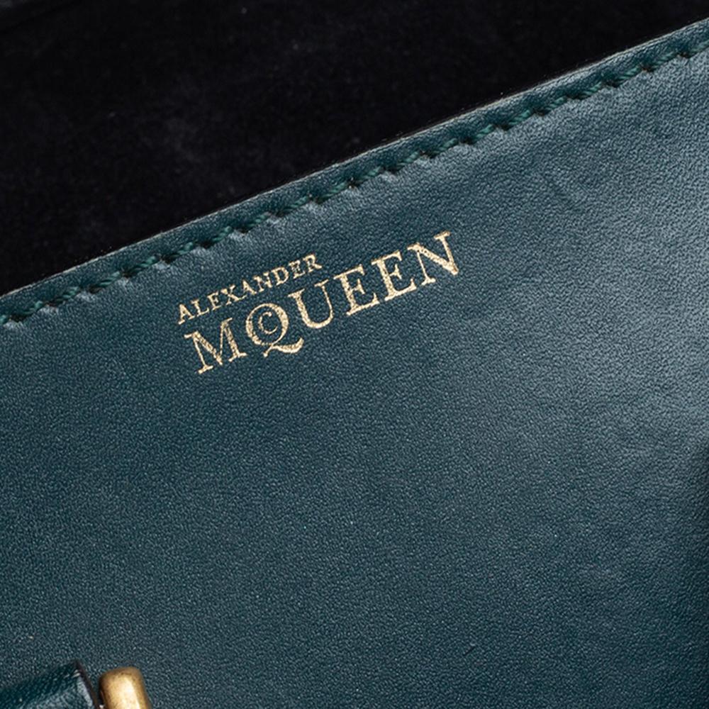 Black Alexander McQueen Green Leather Mini Heroine Bag