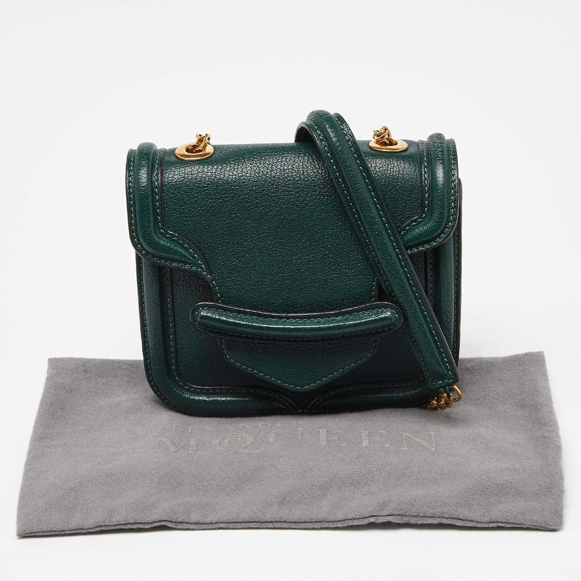 Alexander McQueen Green Leather Mini Heroine Chain Crossbody Bag 6
