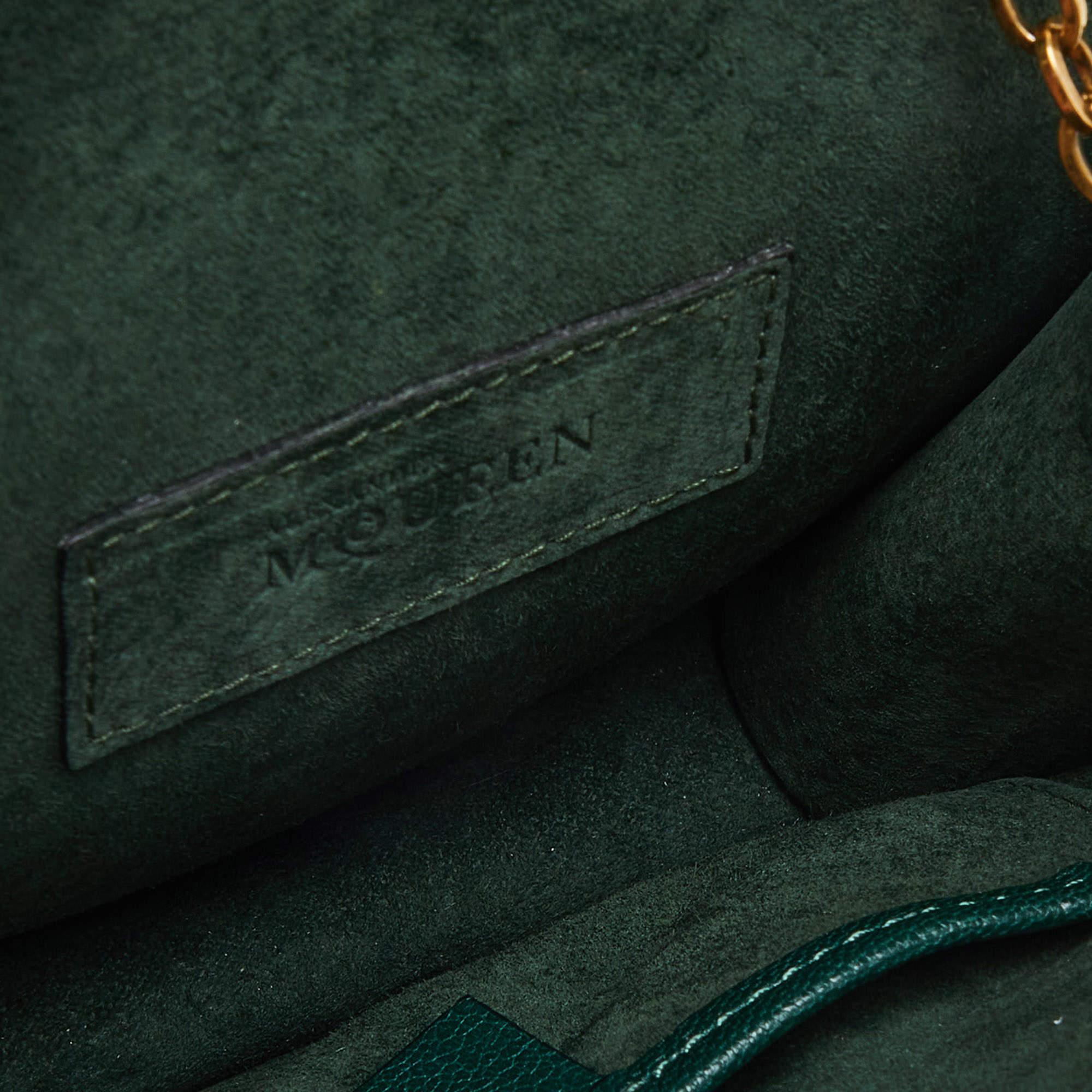 Alexander McQueen Green Leather Mini Heroine Chain Crossbody Bag 4