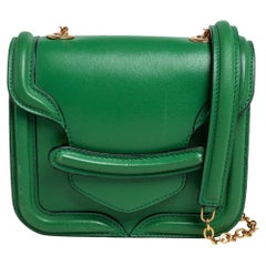 Alexander McQueen Grüne Leder Mini Heroine Kette Crossbody Tasche