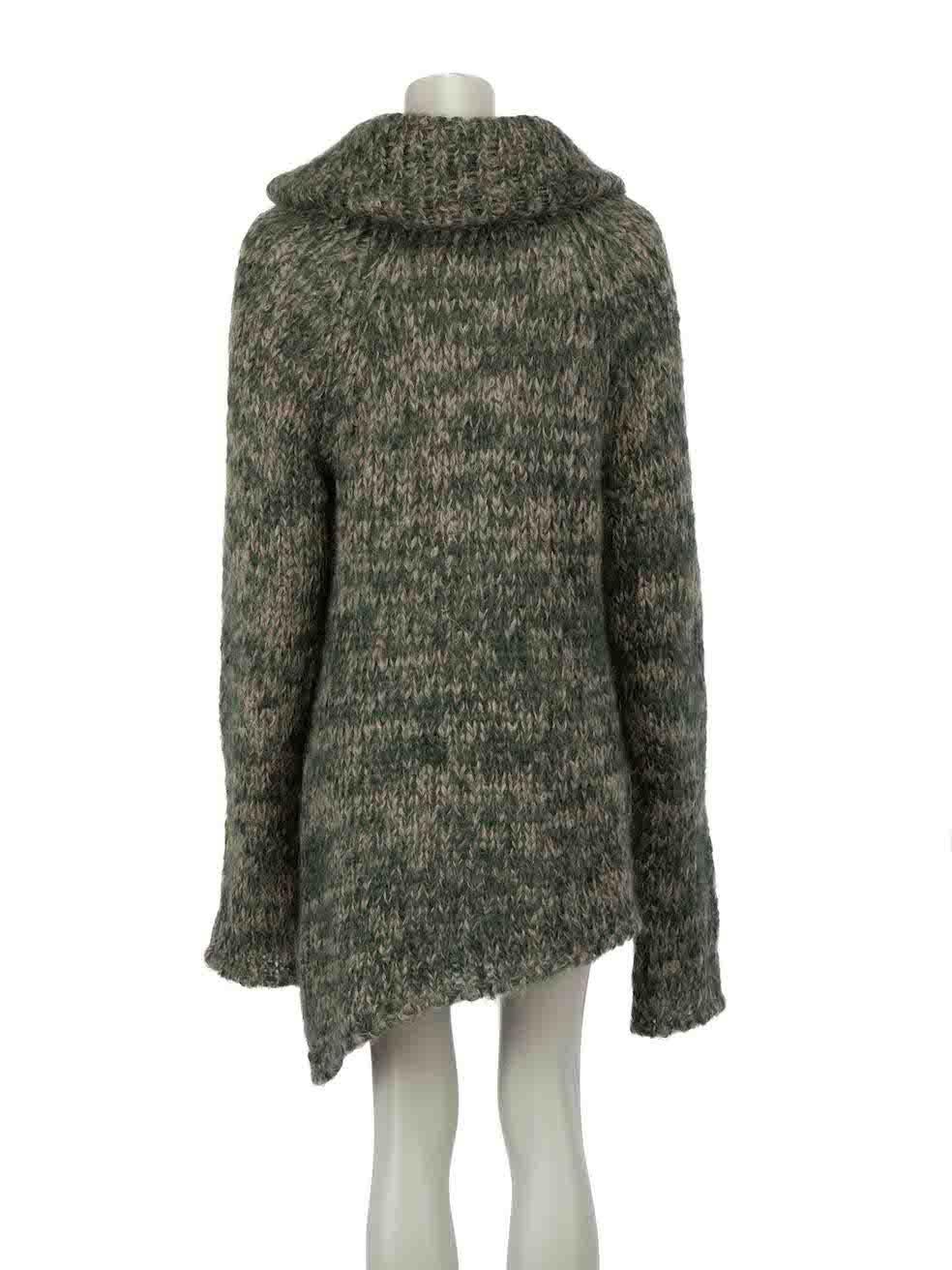 Alexander McQueen Green Mohair Marl Knit Cardigan Size L In Excellent Condition In London, GB