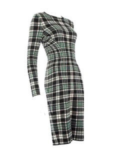 Alexander McQueen Green Plaid Knitted Dress Size S