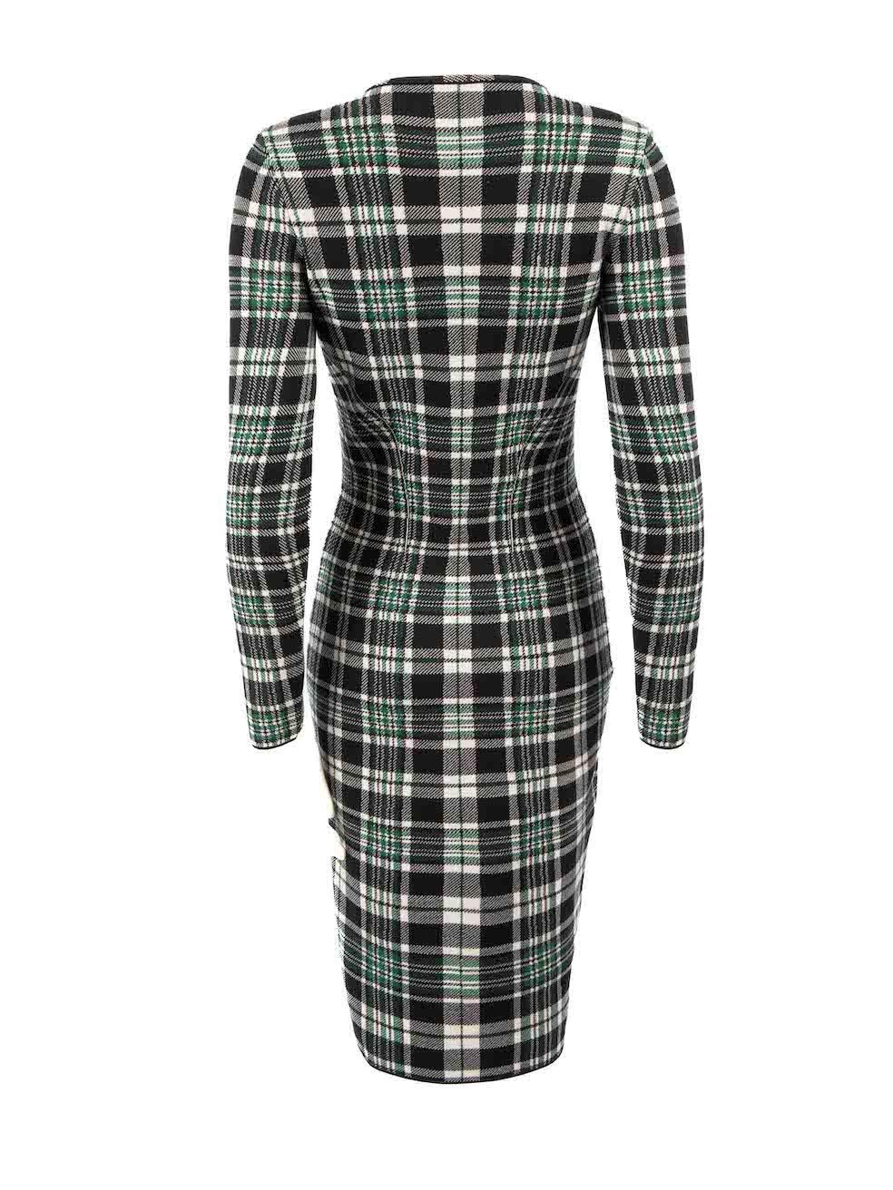 Noir Alexander McQueen - Robe en maille à carreaux verte - Taille S en vente