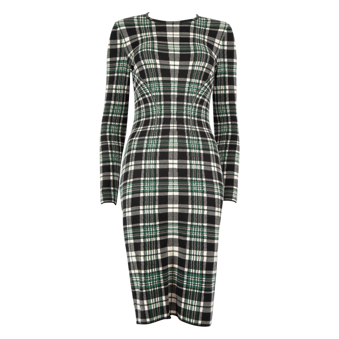 Alexander McQueen - Vestito in maglia a quadri verde taglia S