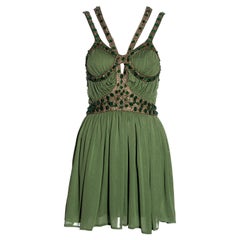 Alexander McQueen, mini-robe embellie en jersey de soie verte, printemps-été 2006