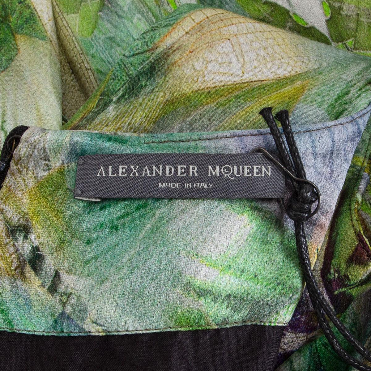 Gray ALEXANDER MCQUEEN green silk PLATOS ATLANTIS PRAYING MANTIS GOWN Dress L For Sale