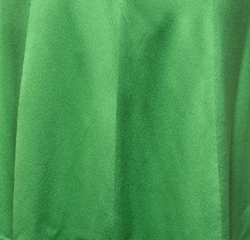Alexander McQueen Green Silk Satin Sleeveless Shift Dress M For Sale 2