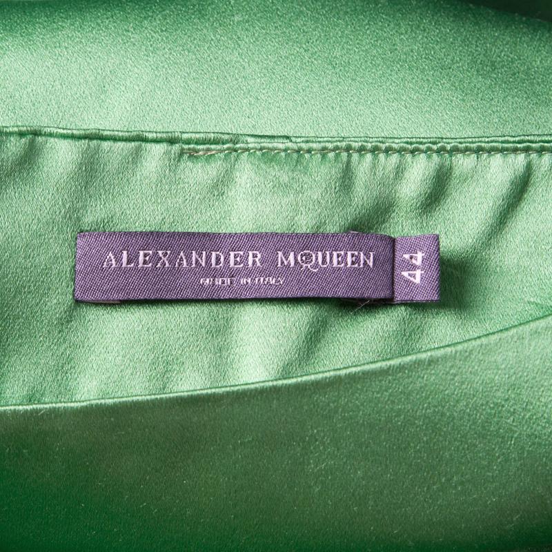 Alexander McQueen Green Silk Sleeveless Maxi Dress M In Good Condition In Dubai, Al Qouz 2