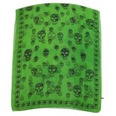 Alexander McQueen Green Skull Printed Scarf.