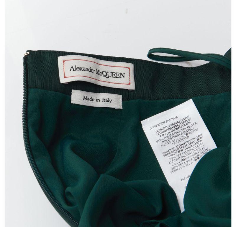 ALEXANDER MCQUEEN green taffeta top stitching panelled flared midi skirt IT36 XS For Sale 5