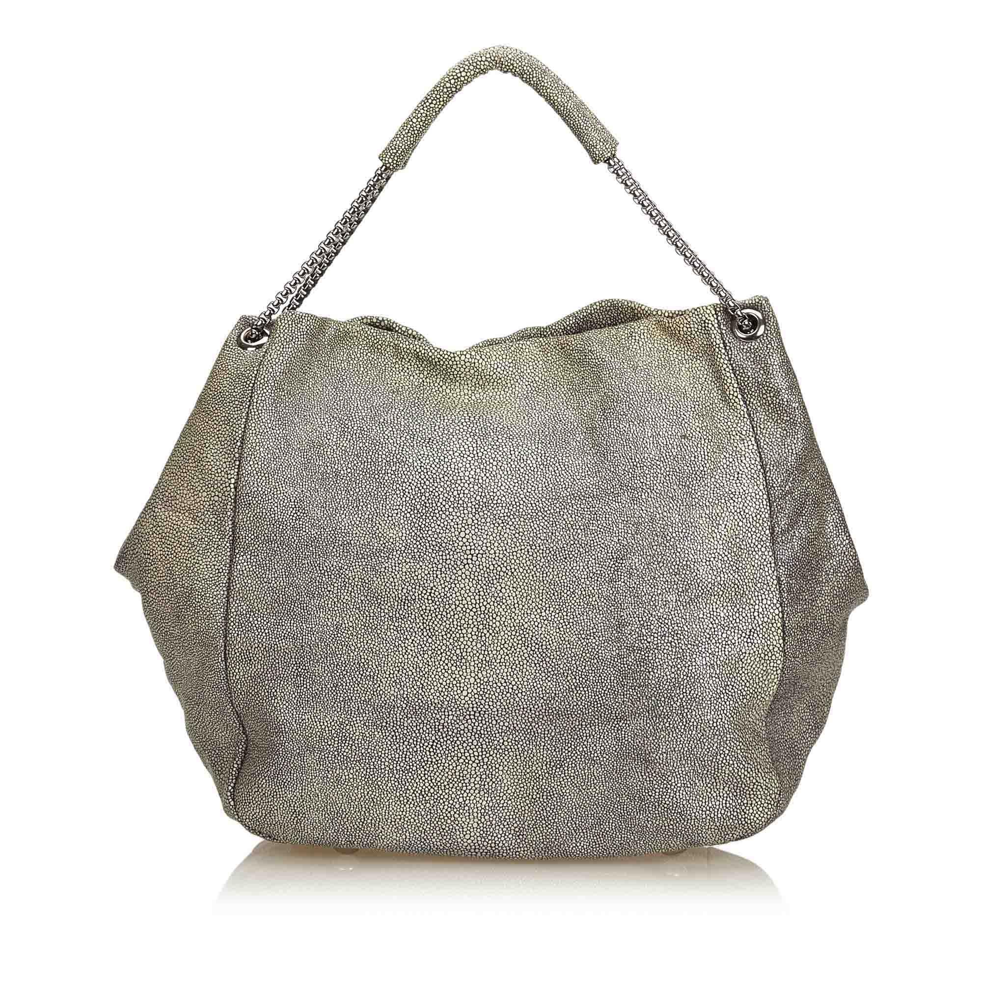 Gray Alexander Mcqueen Green Textured Leather Hobo Bag For Sale