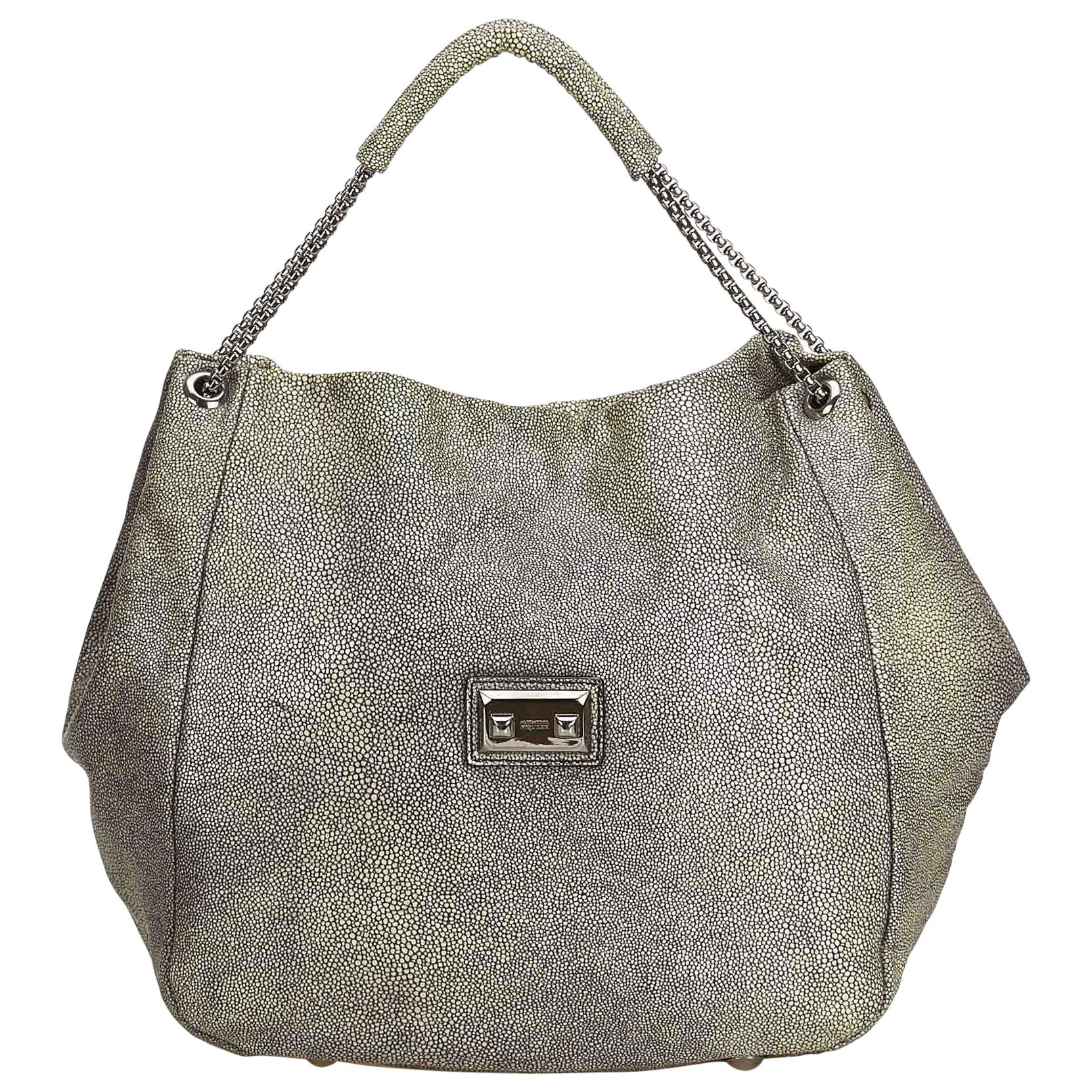 Alexander Mcqueen Green Textured Leather Hobo Bag For Sale