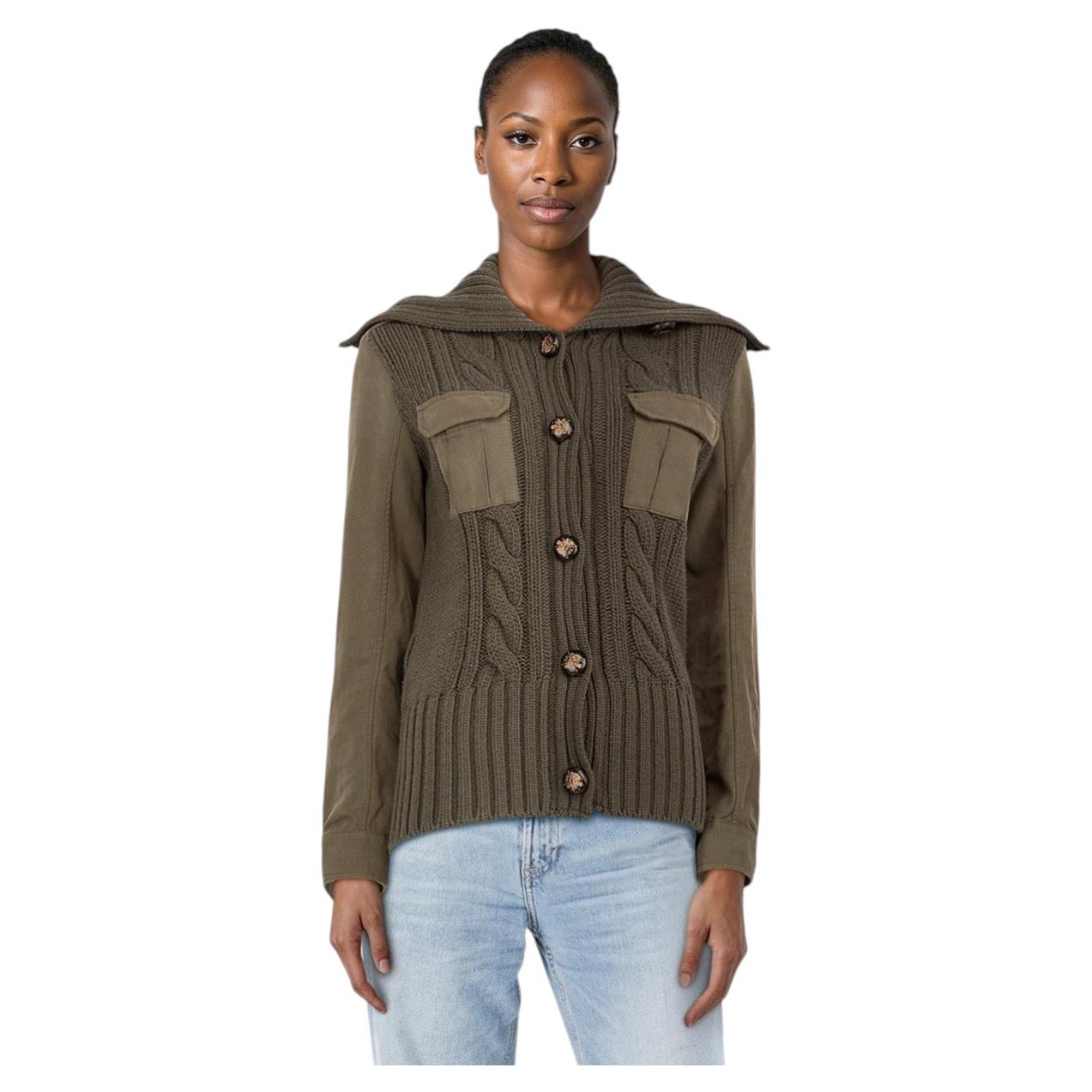 Alexander McQueen Green Wool Knit Panelled Jacket Size S