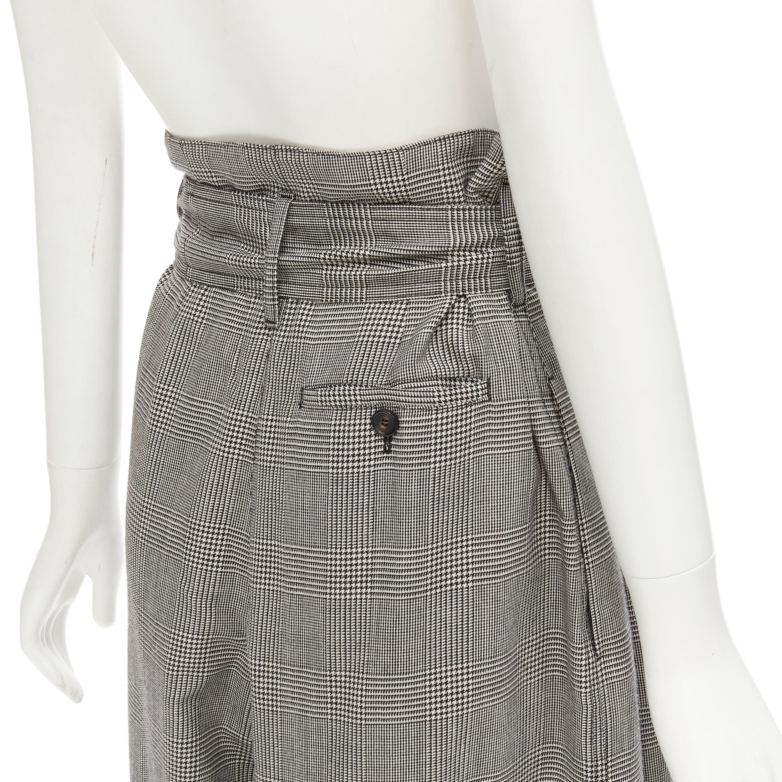 ALEXANDER MCQUEEN grey checked wool paperbag waist cuffed pants IT40 S For Sale 3