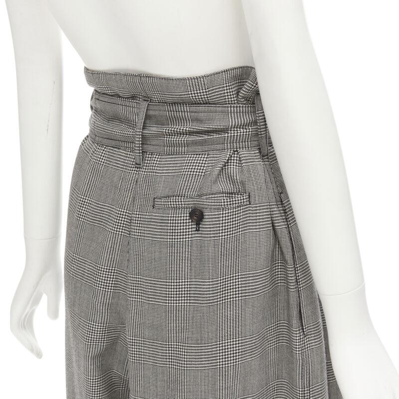 ALEXANDER MCQUEEN grey checked wool paperbag waist cuffed pants IT40 S For Sale 3