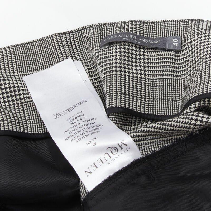 ALEXANDER MCQUEEN grey checked wool paperbag waist cuffed pants IT40 S For Sale 4
