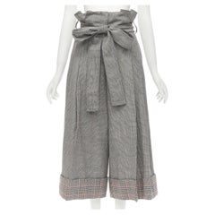 Used ALEXANDER MCQUEEN grey checked wool paperbag waist cuffed pants IT40 S