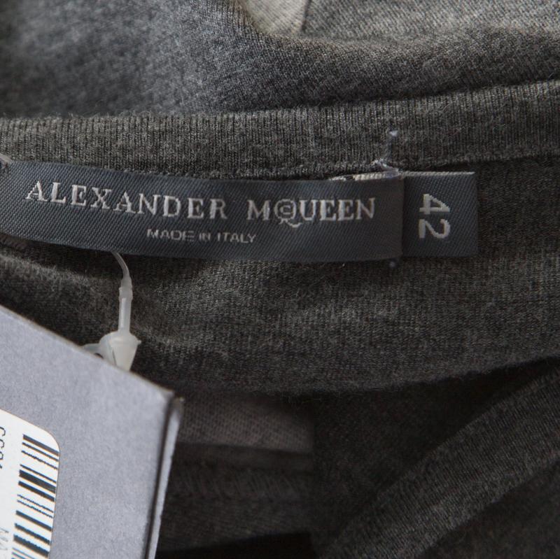 Women's Alexander McQueen Grey Colorblock Paneled Jersey Flared Godet Skirt M