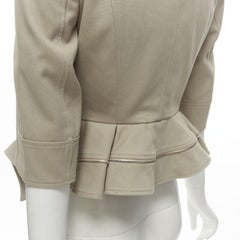 ALEXANDER MCQUEEN grey cotton fitted zipper trim peplum utility jacket IT38 XS