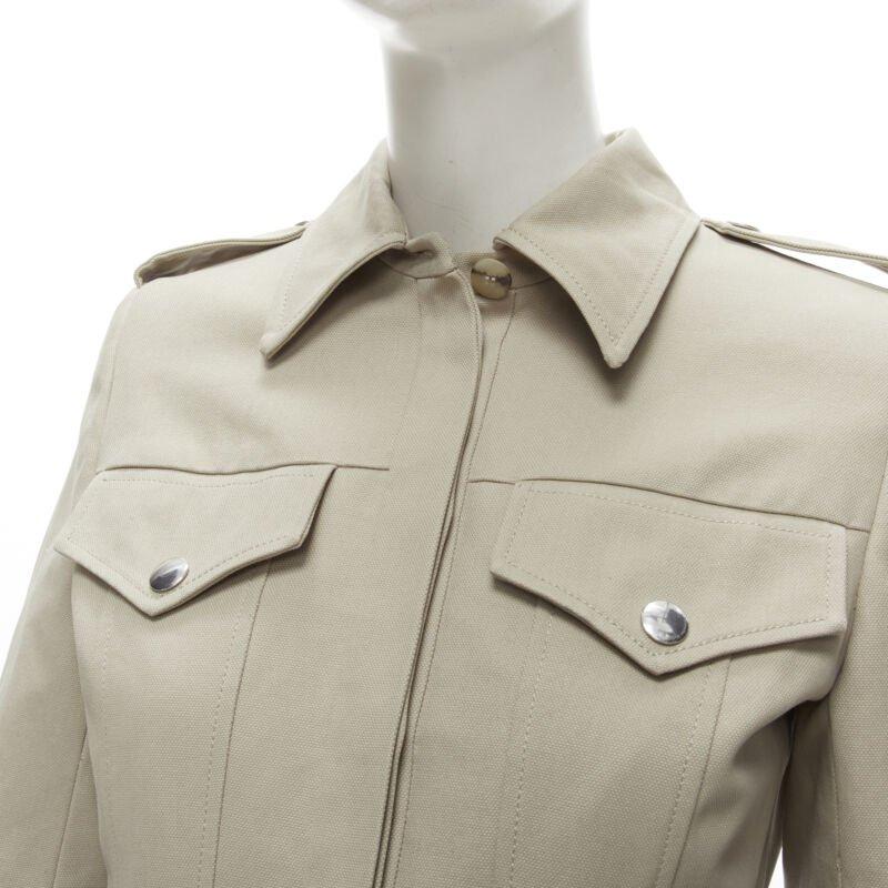 ALEXANDER MCQUEEN grey cotton fitted zipper trim peplum utility jacket IT38 XS For Sale 2