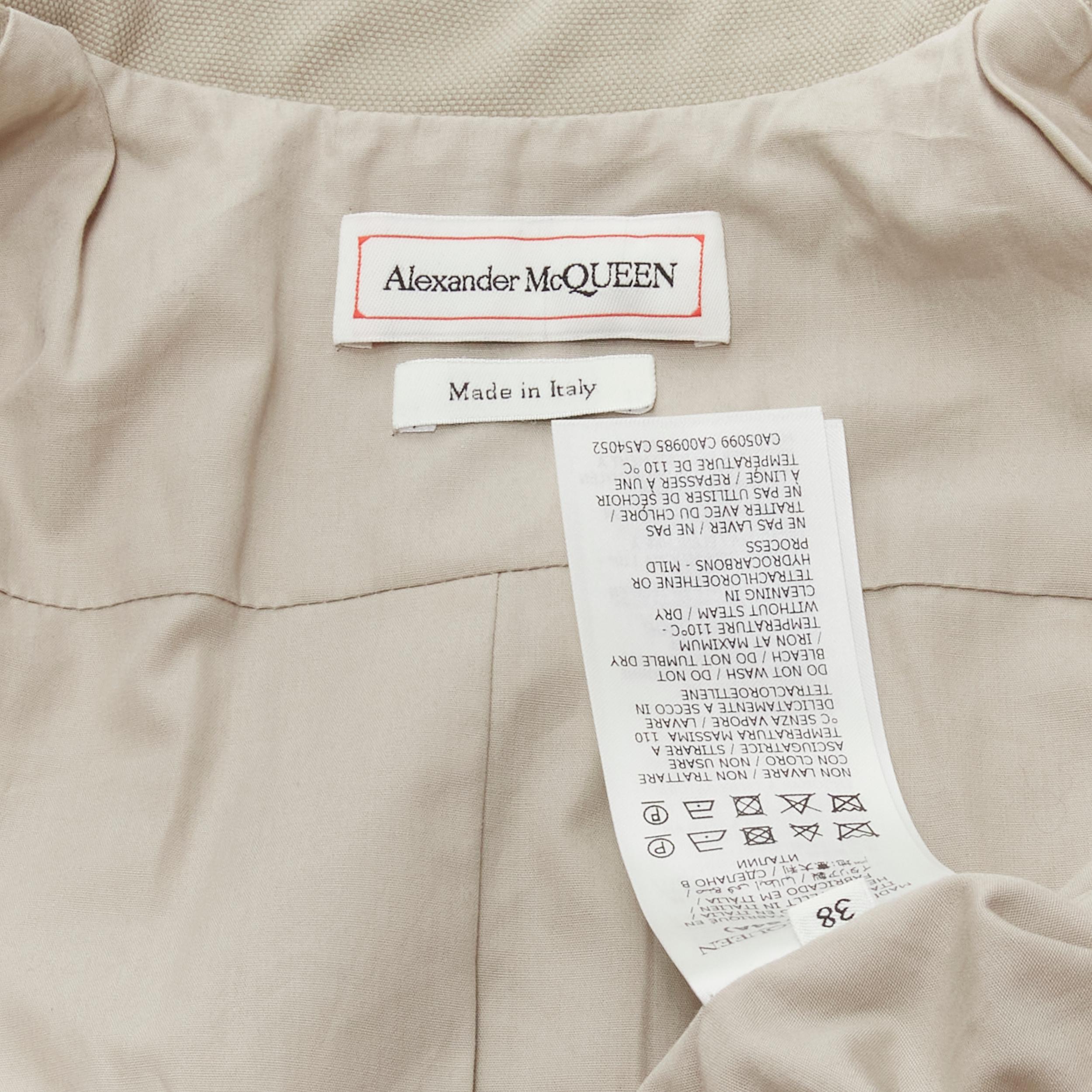ALEXANDER MCQUEEN grey cotton fitted zipper trim peplum utility jacket IT38 XS For Sale 4