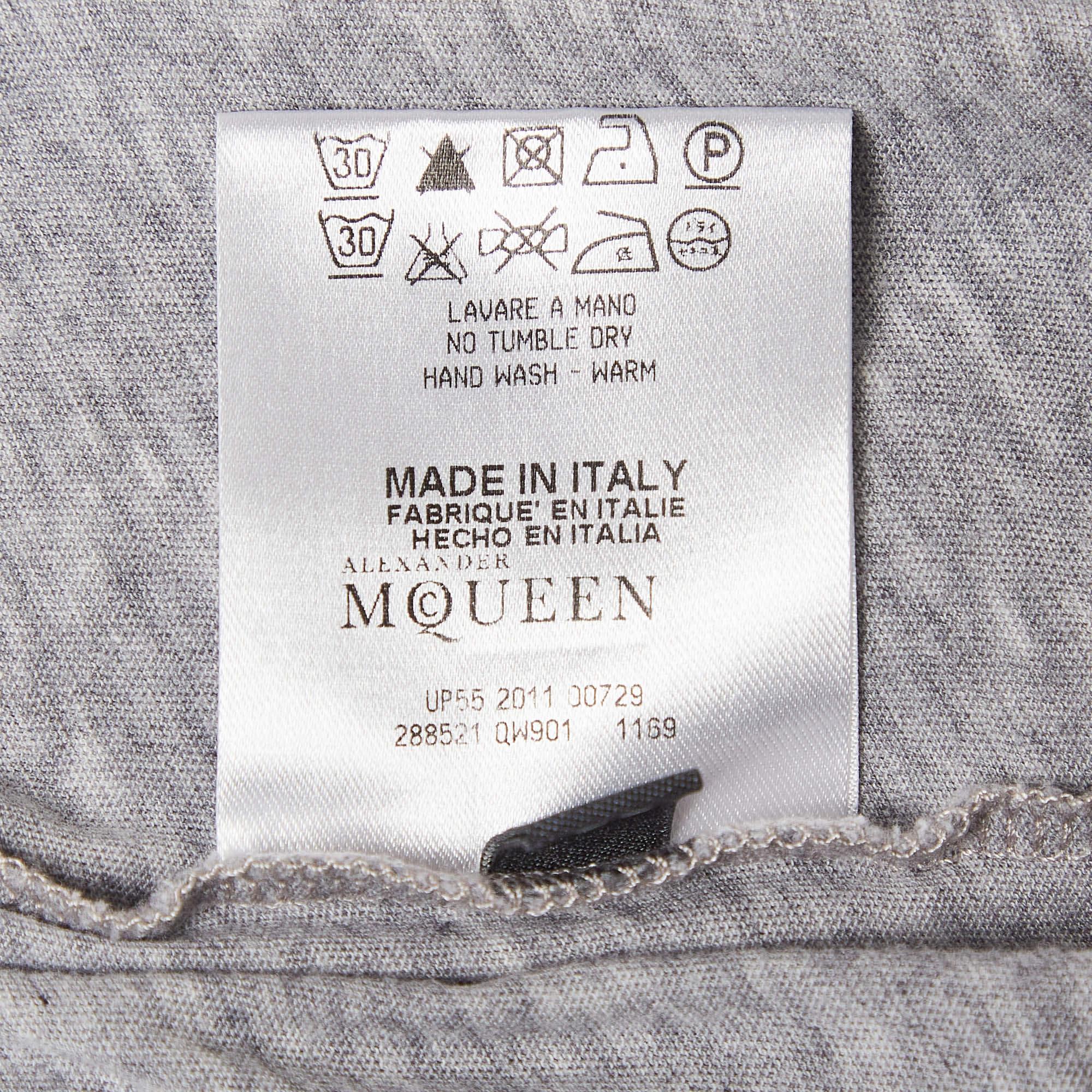 Alexander McQueen - Maglietta grigia in jersey con stampa floreale XS in vendita 1