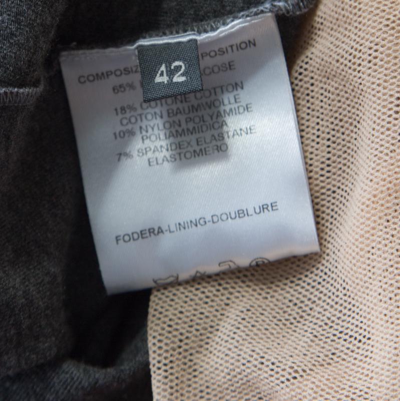 Alexander McQueen Grey Jersey Mesh Insert Cropped T-Shirt M In Good Condition In Dubai, Al Qouz 2