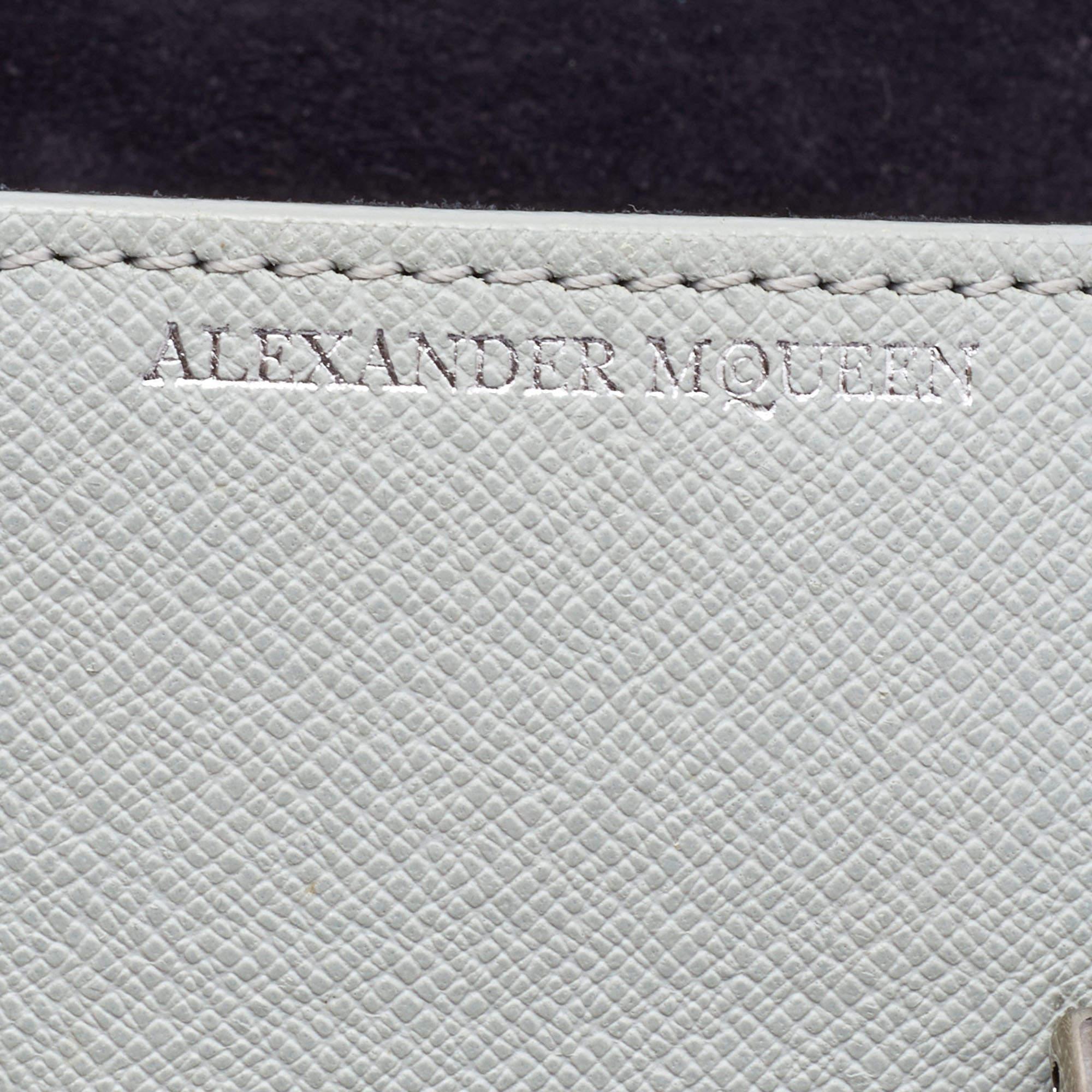 Alexander McQueen Grey Leather Mini Heroine Bag For Sale 5