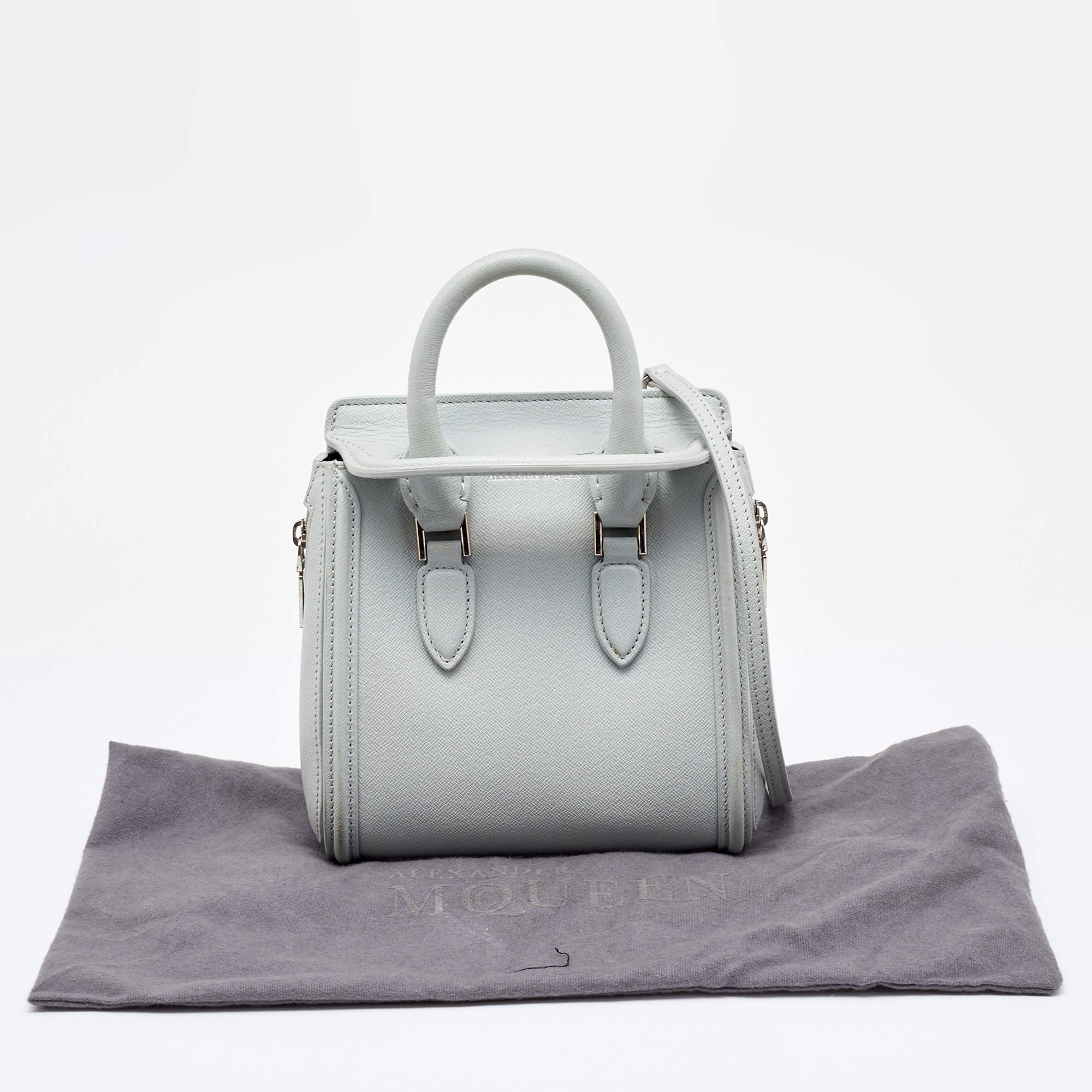Alexander McQueen Grey Leather Mini Heroine Bag For Sale 7