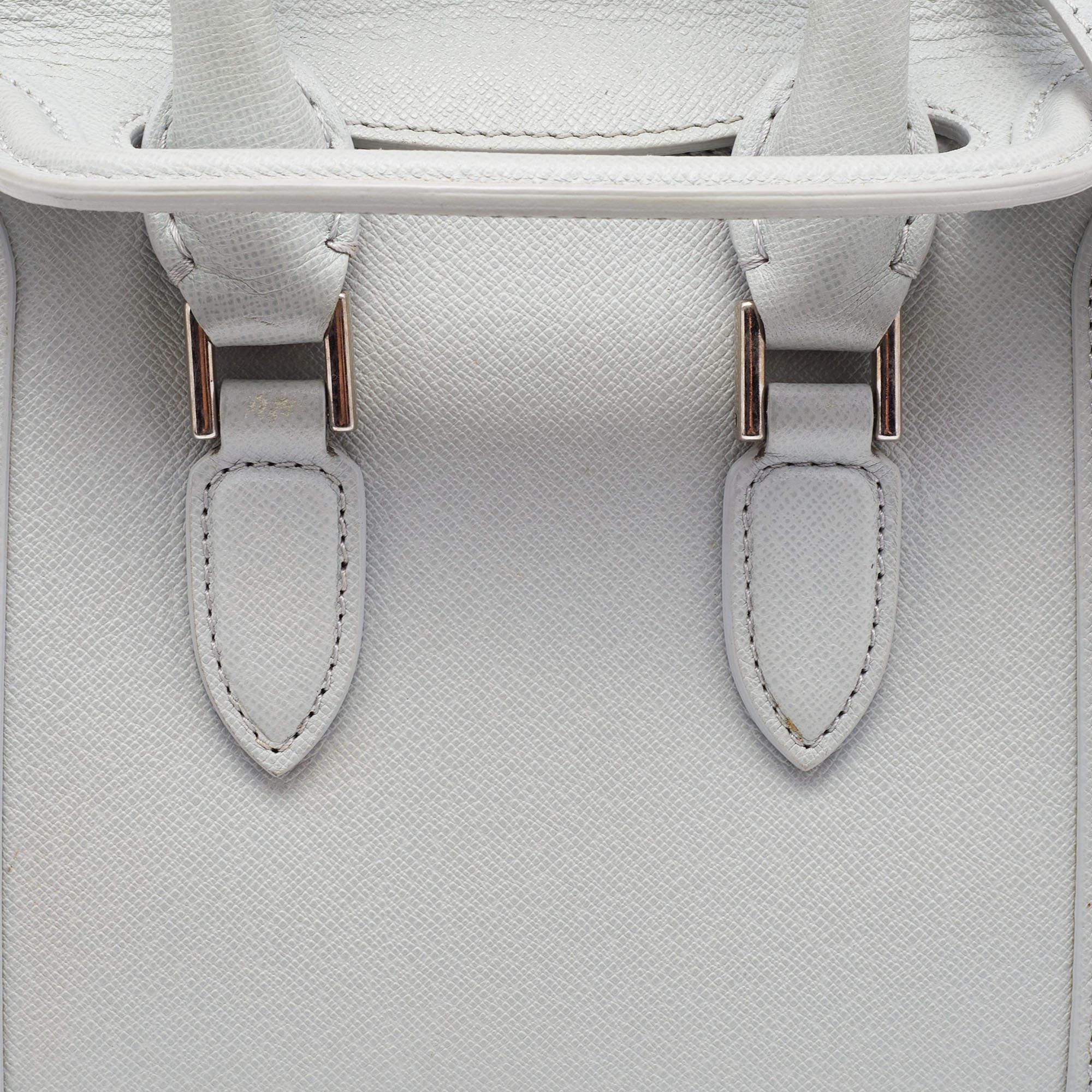 Alexander McQueen Grey Leather Mini Heroine Bag For Sale 8