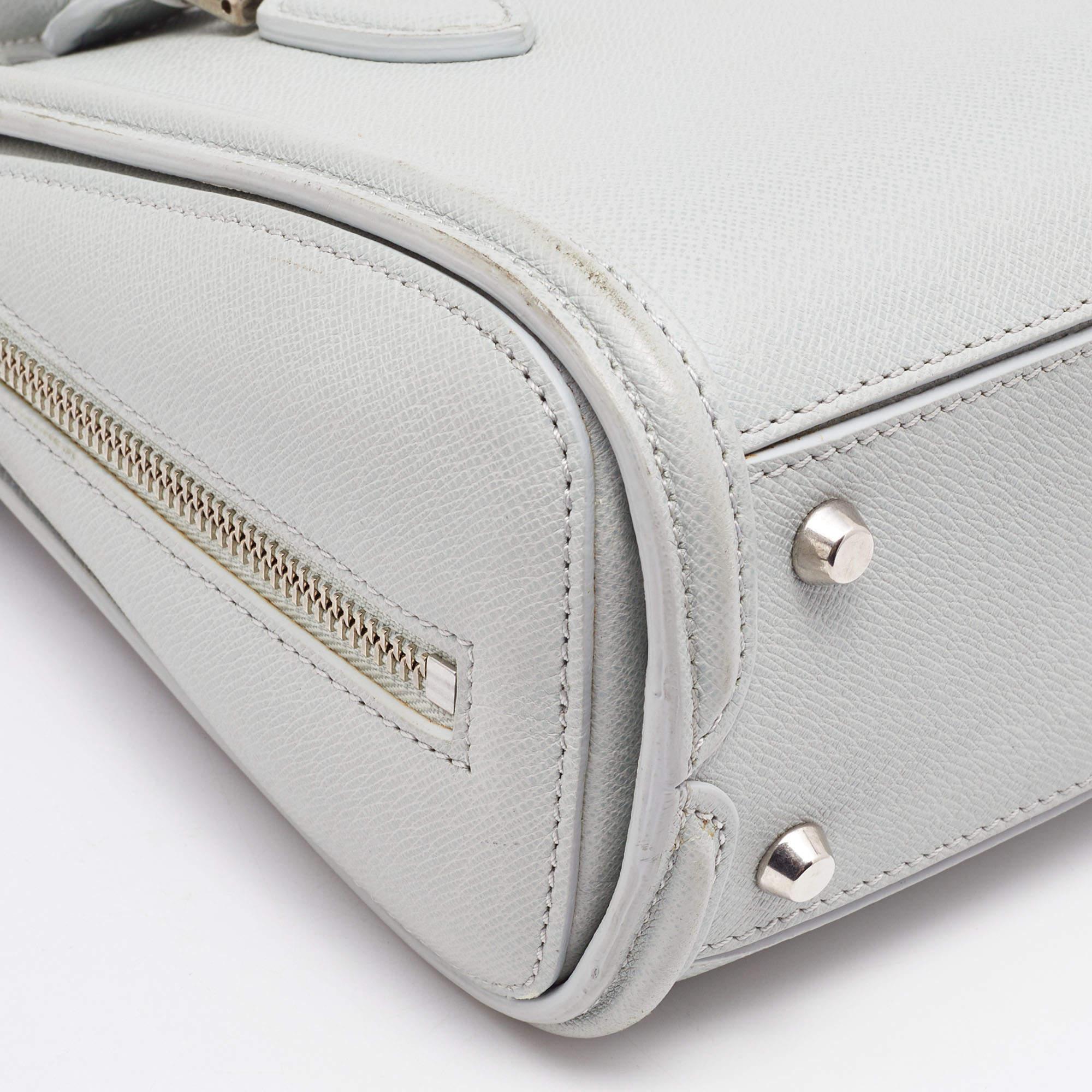 Alexander McQueen Grey Leather Mini Heroine Bag For Sale 11