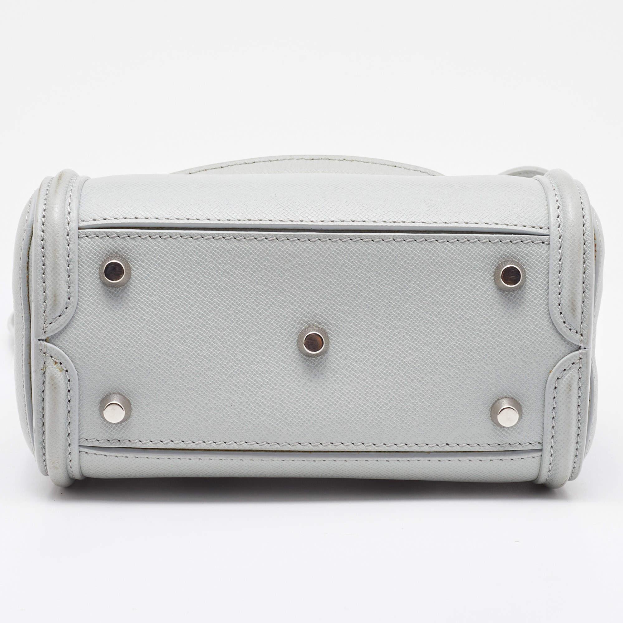 Women's Alexander McQueen Grey Leather Mini Heroine Bag For Sale