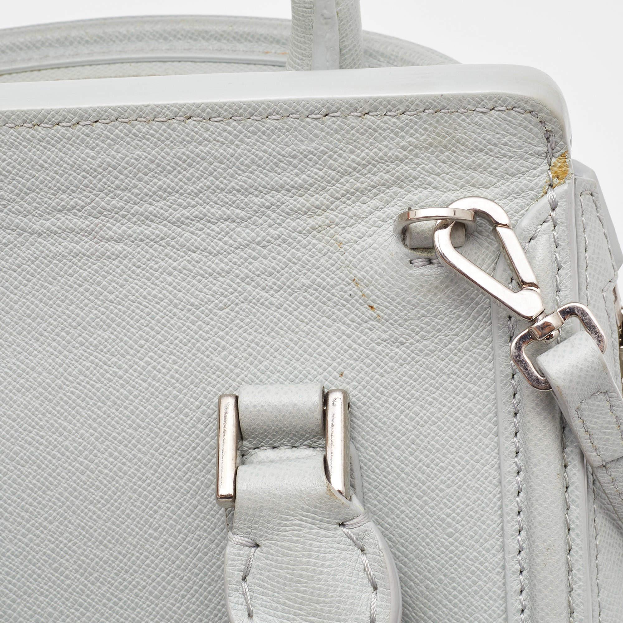 Alexander McQueen Grey Leather Mini Heroine Bag For Sale 2