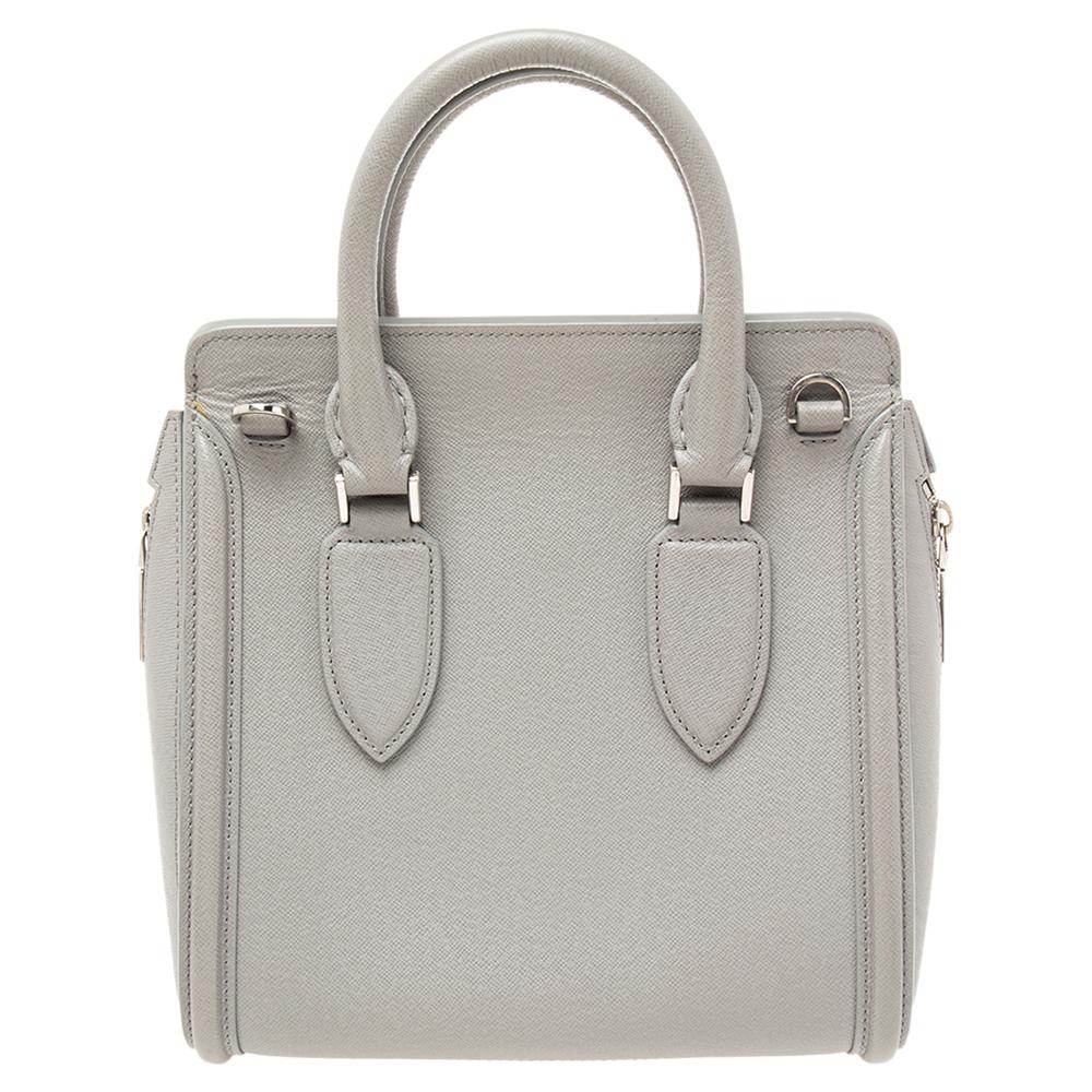 Alexander McQueen Grey Leather Small Heroine Satchel For Sale at 1stDibs