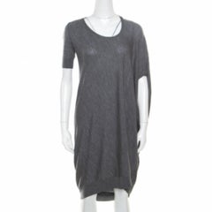 Alexander McQueen Grey Melange Wool Asymmetric Sleeve Oversized Shift Dress S