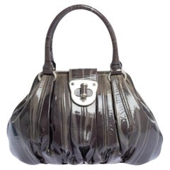 Alexander McQueen Grey Patent Leather Elvie Satchel