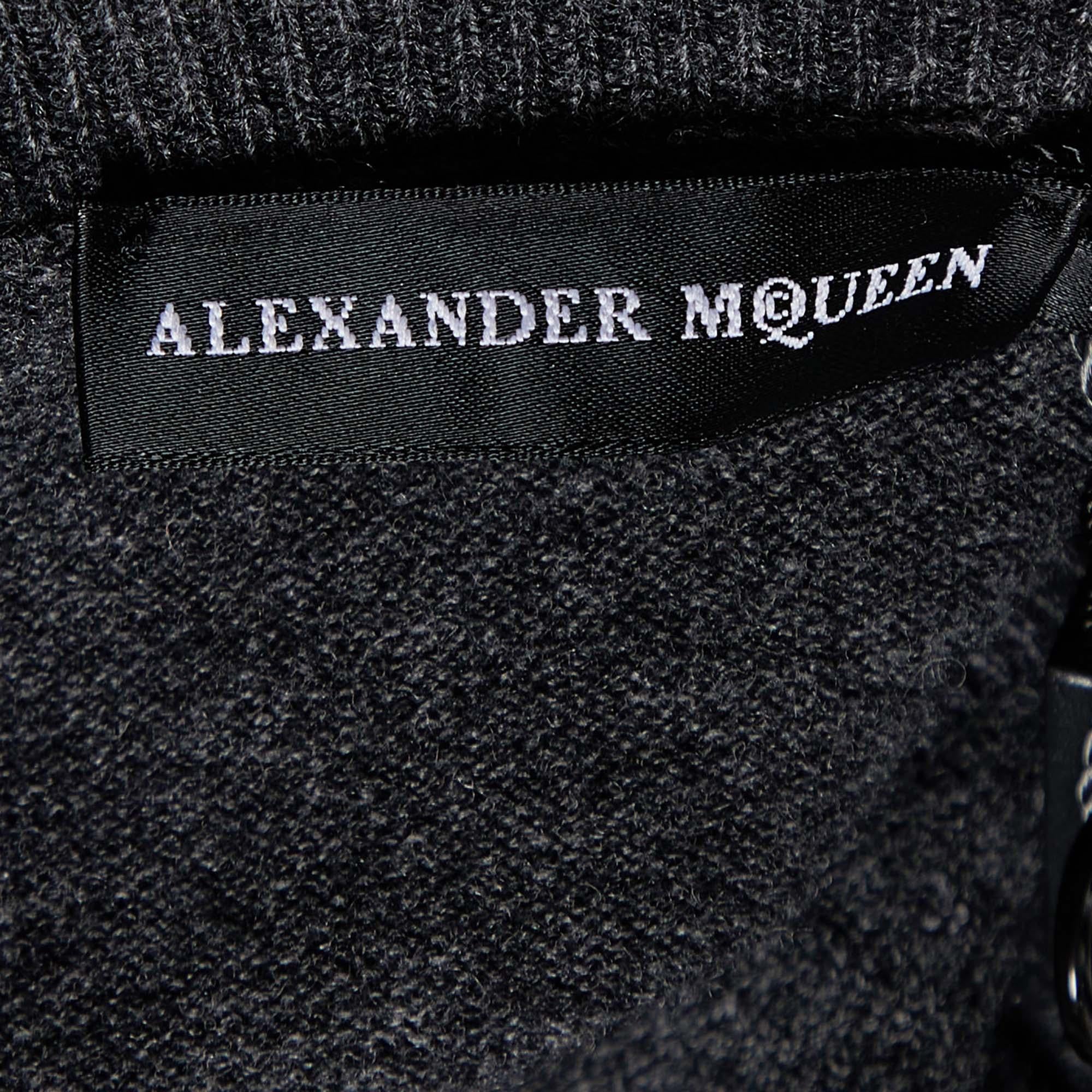 Alexander McQueen Grey Pierced Skull Wool & Cashmere Sweater L 1