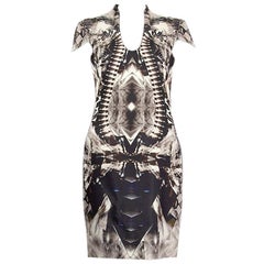 ALEXANDER MCQUEEN grey SKELETON KALEIDOSCOPE Cocktail Dress 40 S