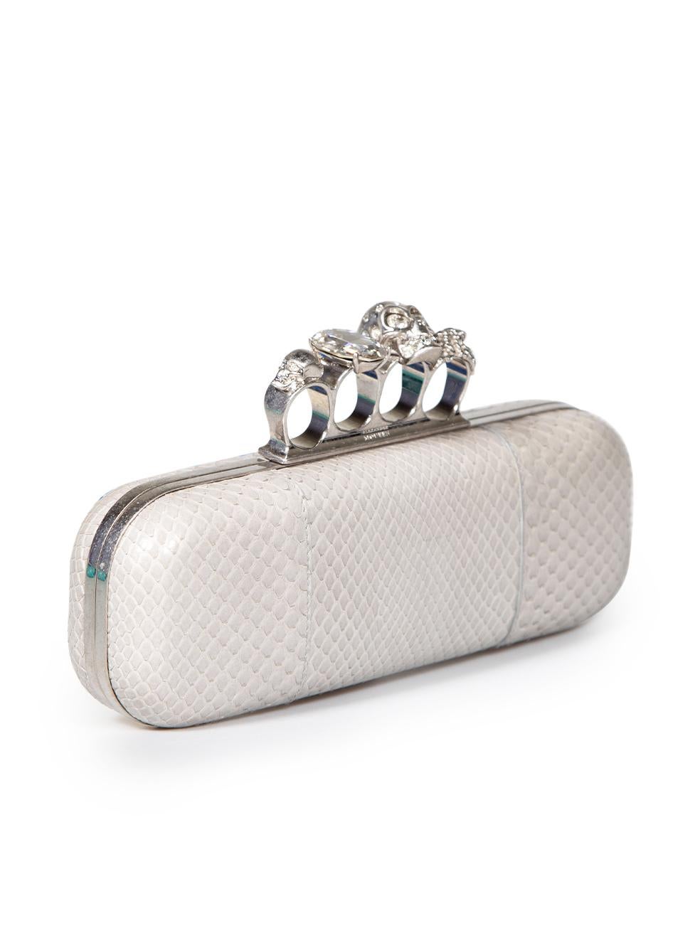CONDITION is Very good. Minimal wear to clutch is evident. Minimal wear to the back with dark marks and the hardware at the trim and knuckle detail has scratches to the metal on this used Alexander McQueen designer resale item.
 
 
 
 Details
 
 
