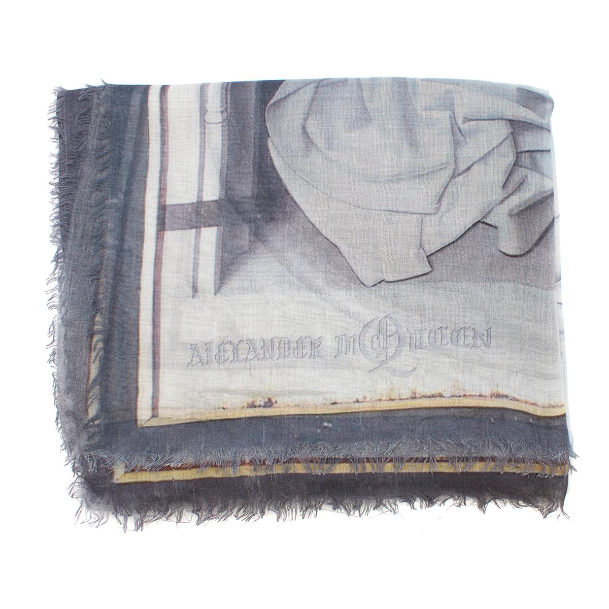 Alexander Mcqueen Grey Statue Print Scarf 4