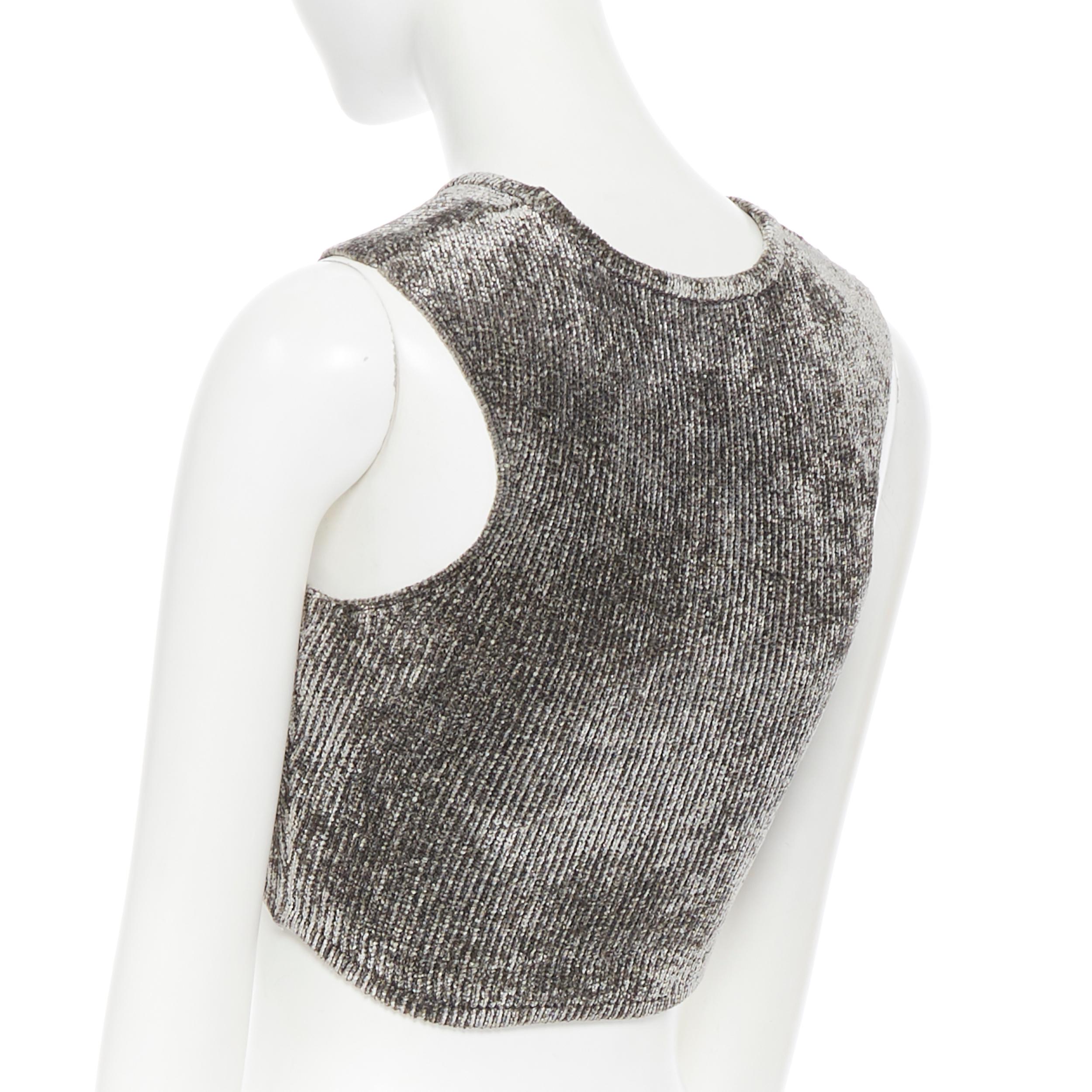 Women's ALEXANDER WANG grey stretch velour contoured ribbing cropped bra top XS