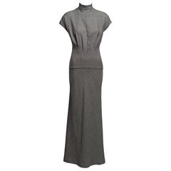 Alexander McQueen Grey Tailored Wool Button-Up Floor-Length Dress, FW 1998