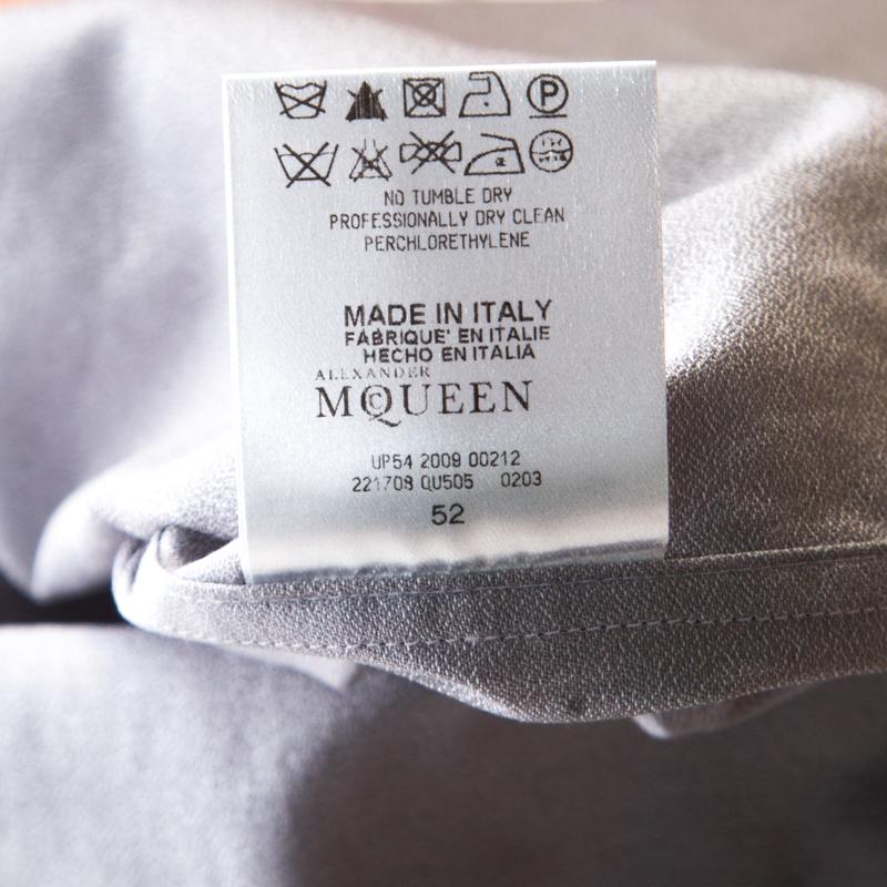 Alexander McQueen Grey Textured Cotton Eyelet Embroidered Collar Shirt XL In Excellent Condition In Dubai, Al Qouz 2