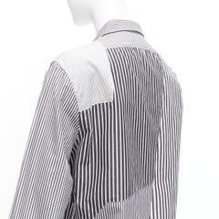 ALEXANDER MCQUEEN grey white cotton mixed stripes patchwork shirt Sz.16 L