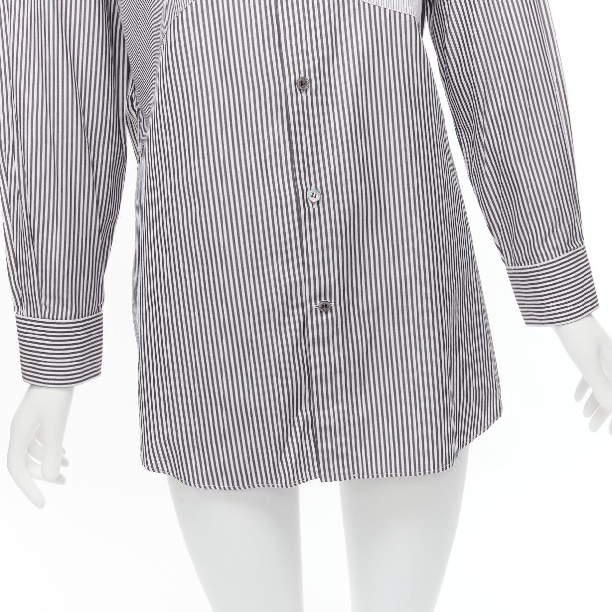 ALEXANDER MCQUEEN grey white cotton mixed stripes patchwork shirt Sz.16 L For Sale 3