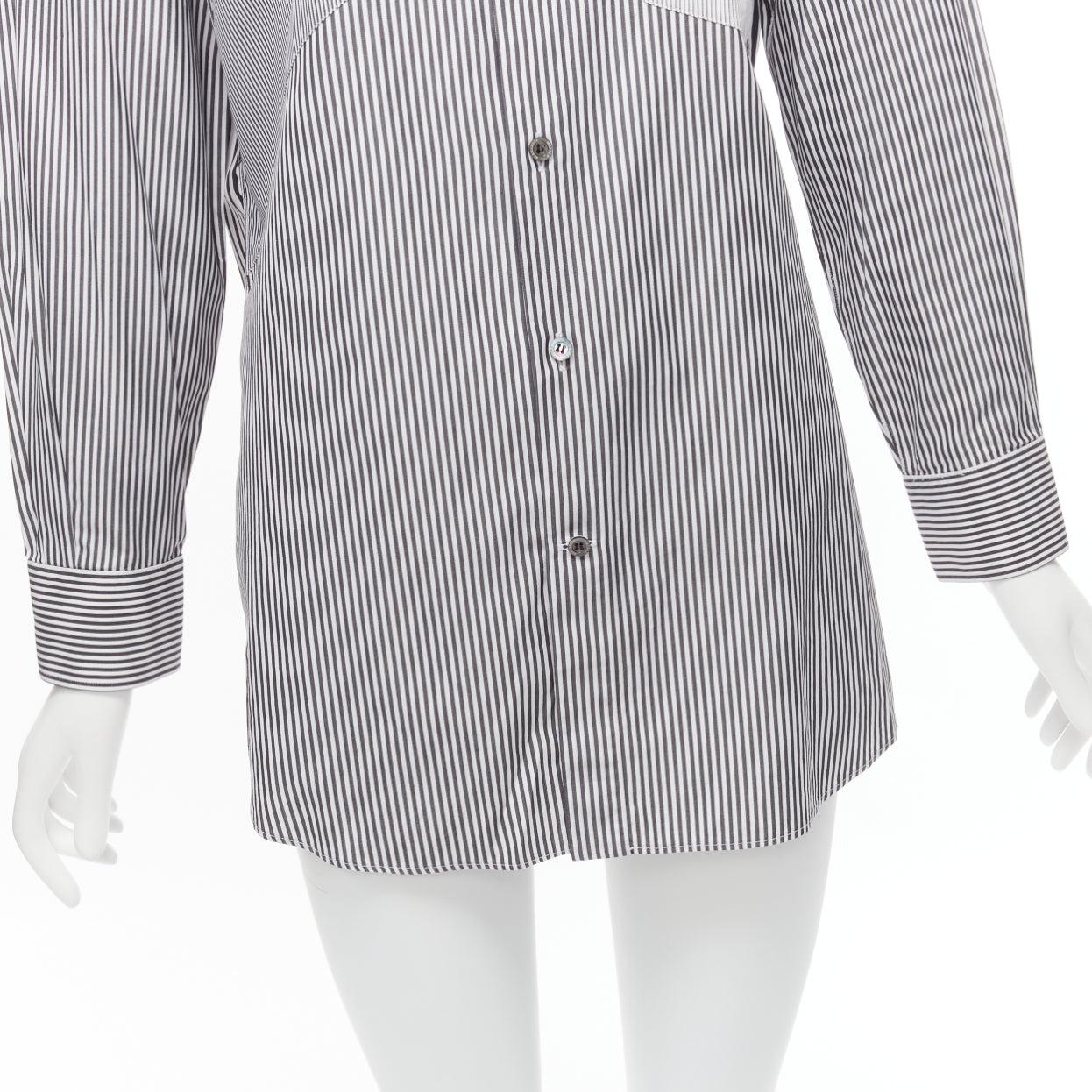 ALEXANDER MCQUEEN grey white cotton mixed stripes patchwork shirt Sz.16 L 3