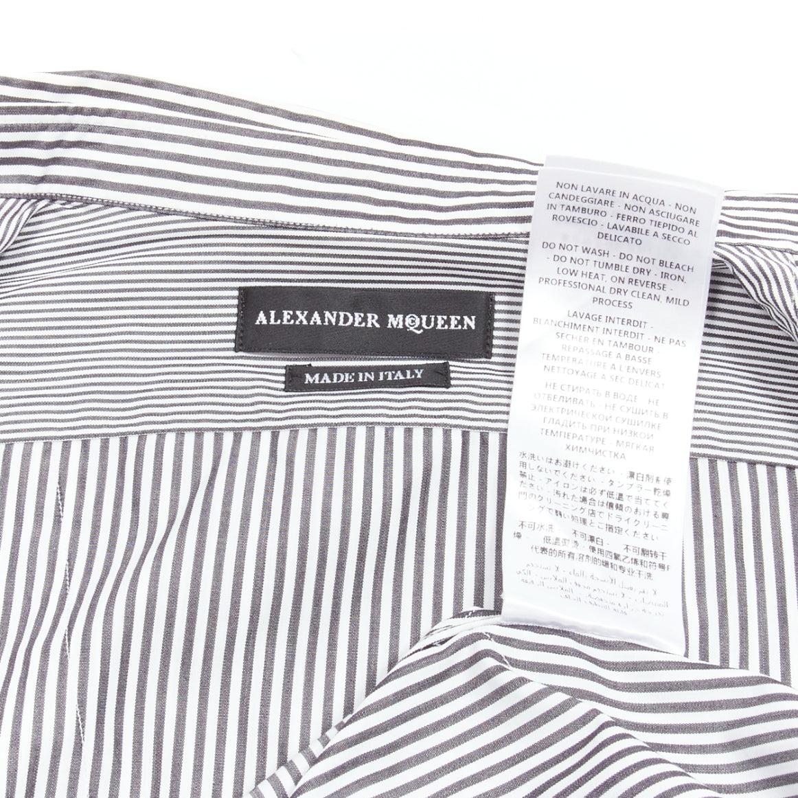 ALEXANDER MCQUEEN grey white cotton mixed stripes patchwork shirt Sz.16 L For Sale 4