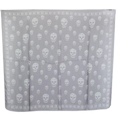 ALEXANDER MCQUEEN grey & white silk SKULL Scarf Shawl